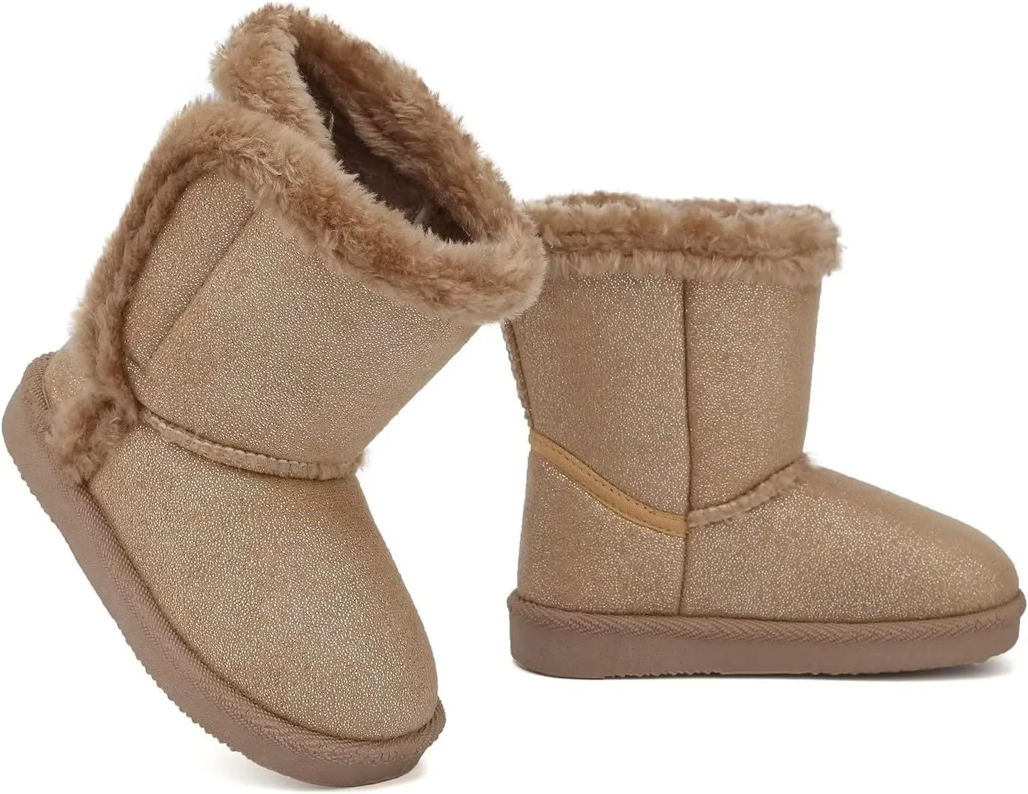 CIOR Toddler Snow Boots for Girls Boys Winter Warm Kids Button Boots Outdoor Shoes