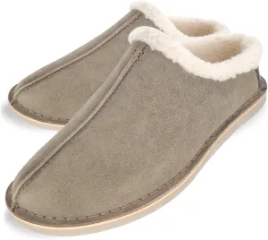 Clarks Men's Suede Leather Clog Slippers With Faux Shearling Collar , JMS0572,Indoor/Outdoor Low Open Back Slip-Ons, Sage, 7 UK