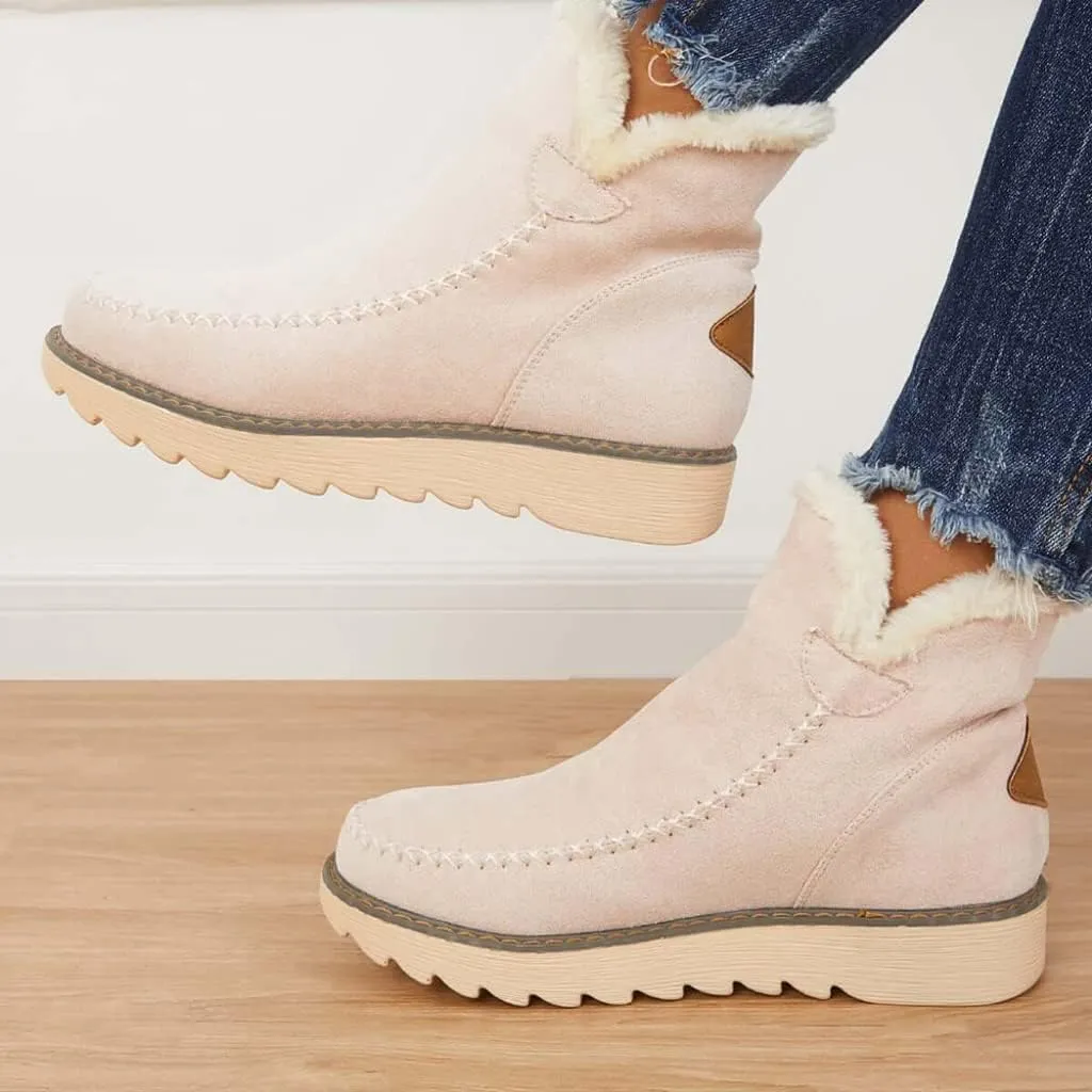 Classic Non-Slip Ankle Snow Booties Warm Fur Lining Boots, Women's Cashmere Waterproof Non-Slip Ankle Snow Boot