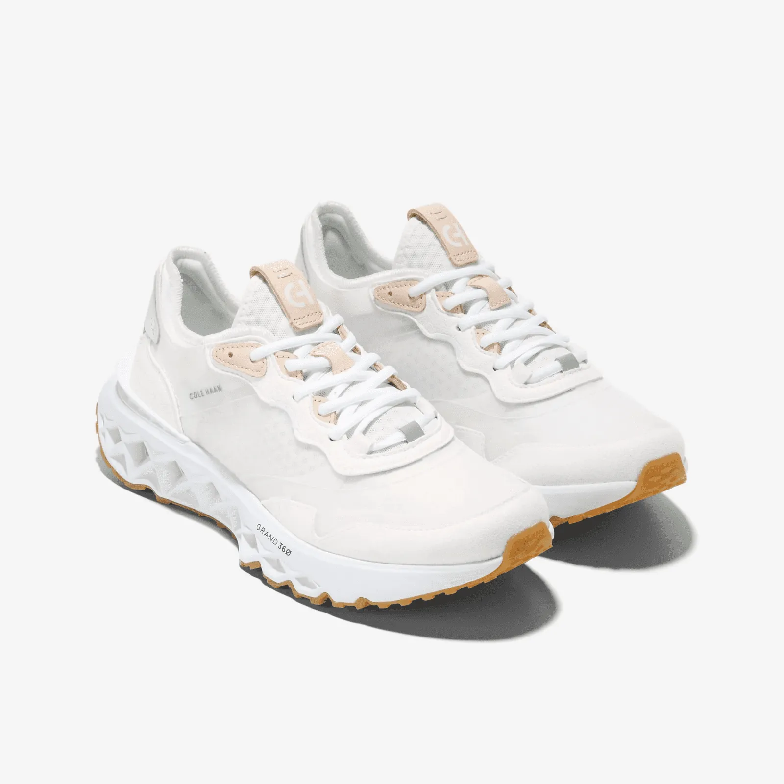 Cole Haan Mens 5.ZERØGRAND Running Shoe White-Bleached Tan-Optic White C36566