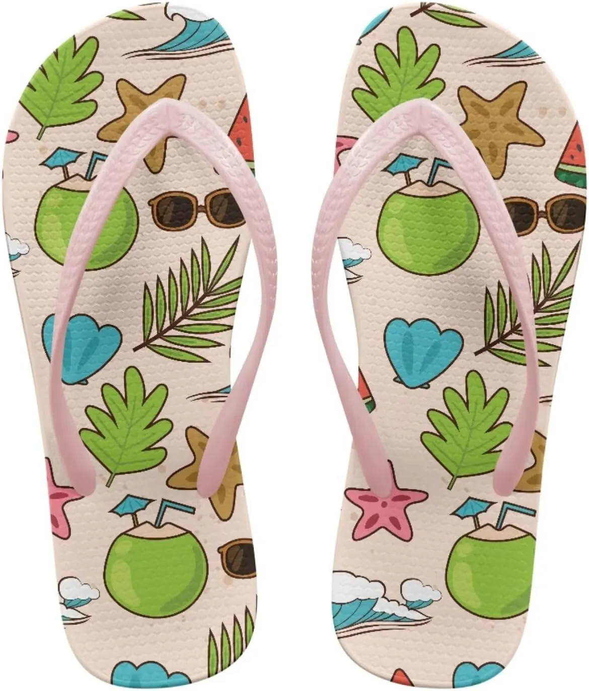 Coloranimal Womens Flip Flops Summer Beach Sandals Non Slip Flip Flops Thong Sandals for Women Lightweight Ladies Slip On Summer Slippers