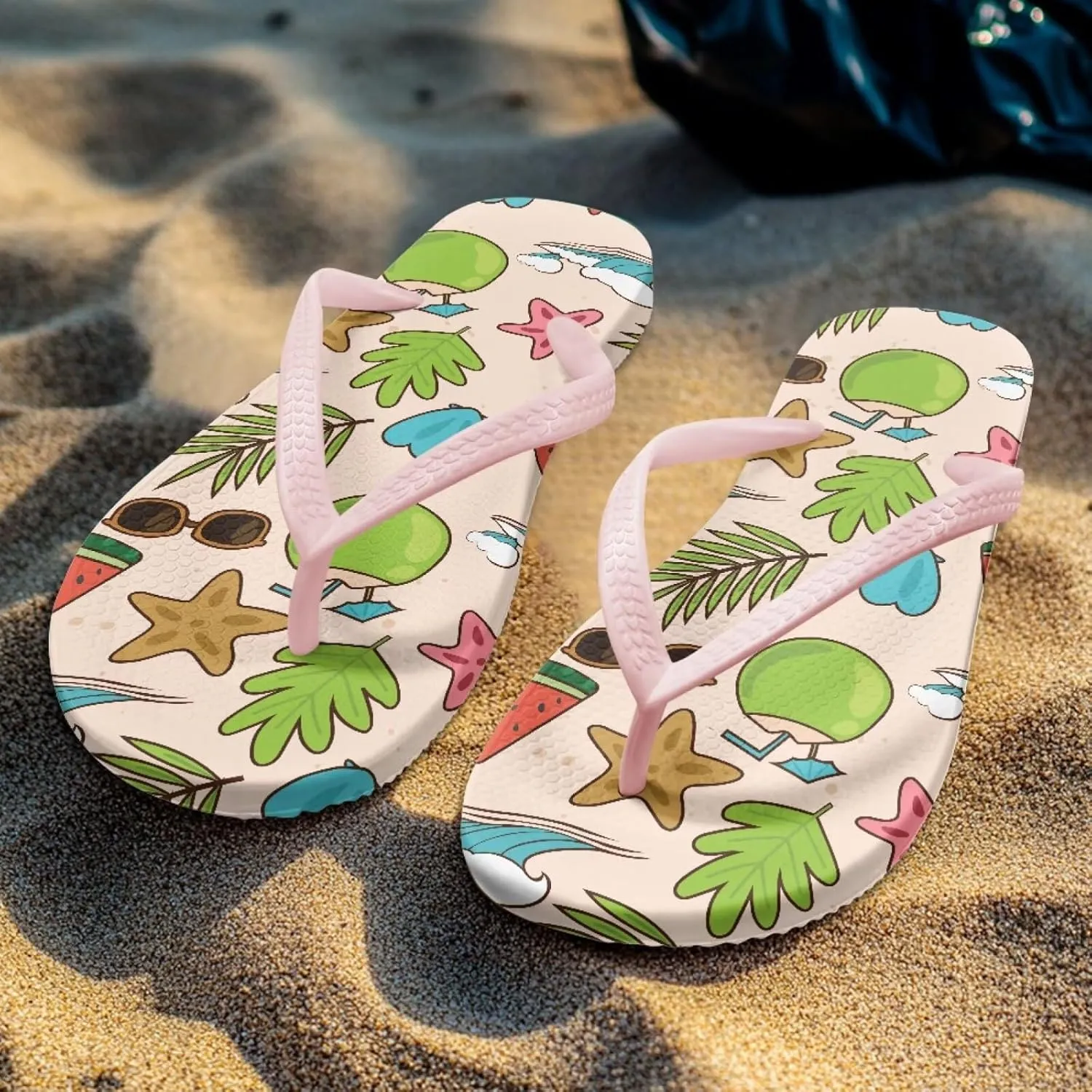 Coloranimal Womens Flip Flops Summer Beach Sandals Non Slip Flip Flops Thong Sandals for Women Lightweight Ladies Slip On Summer Slippers