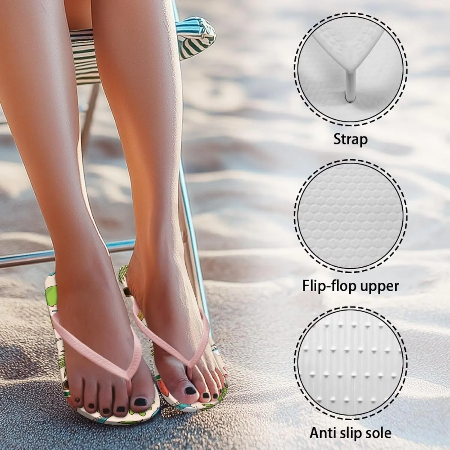 Coloranimal Womens Flip Flops Summer Beach Sandals Non Slip Flip Flops Thong Sandals for Women Lightweight Ladies Slip On Summer Slippers