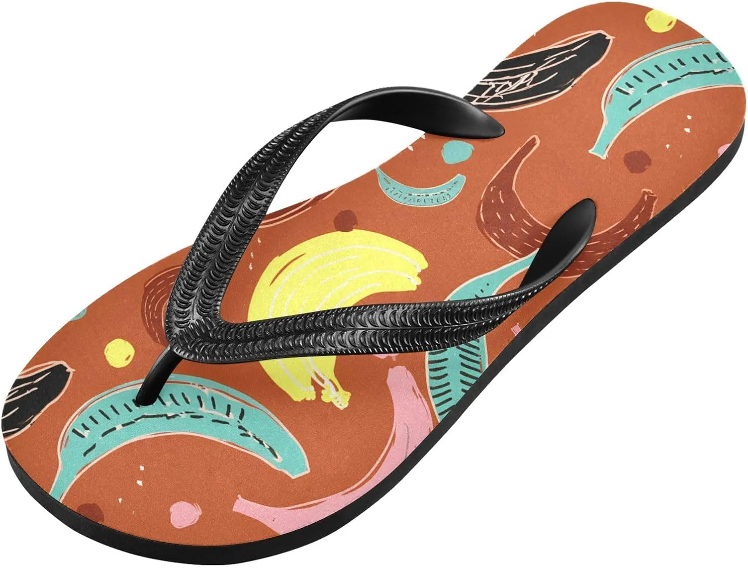 Colorful Bananas Fruit Flip Flops Beach Shower Thong Sandals Rubber Non Slip Summer Slippers Shoes for Men Walking Women