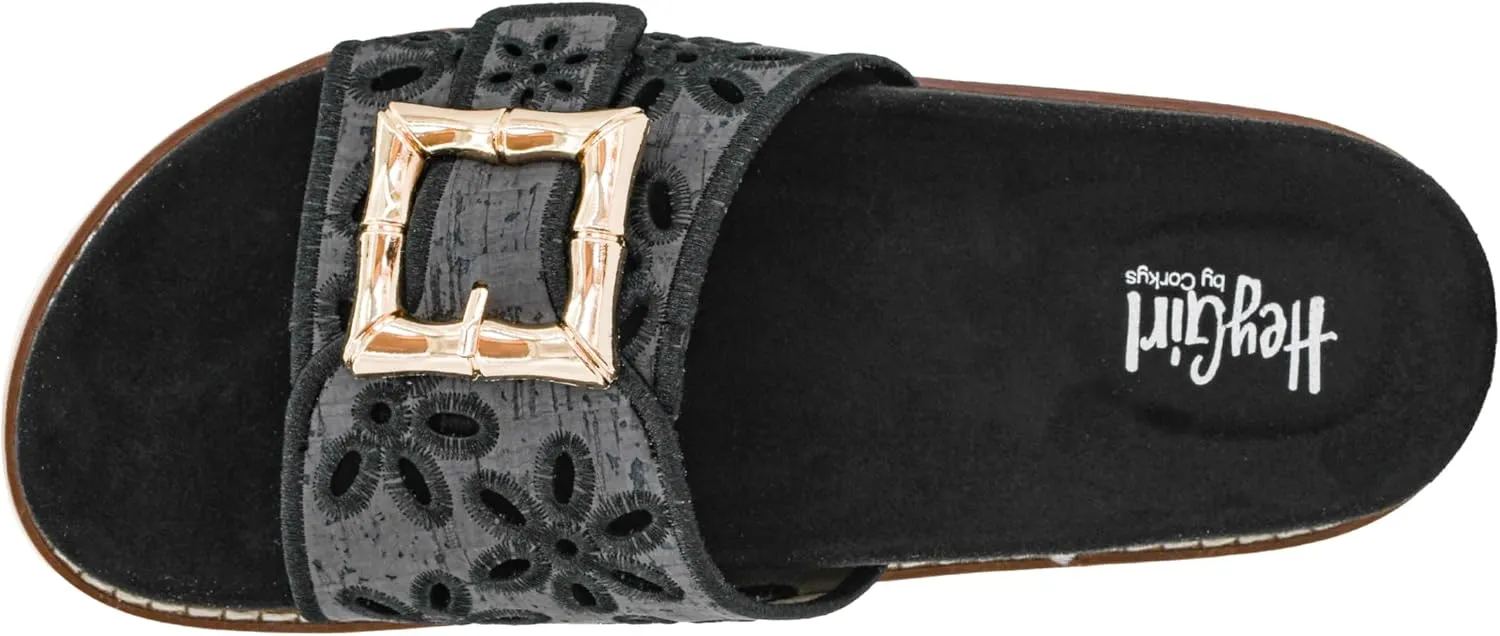 Corkys Footwear Hey Girl Slid In My DM Sandals - Featuring A Cushioned and Lightweight Outsole, An Adjustable Gold Buckle, and Floral Cutouts on the Strap
