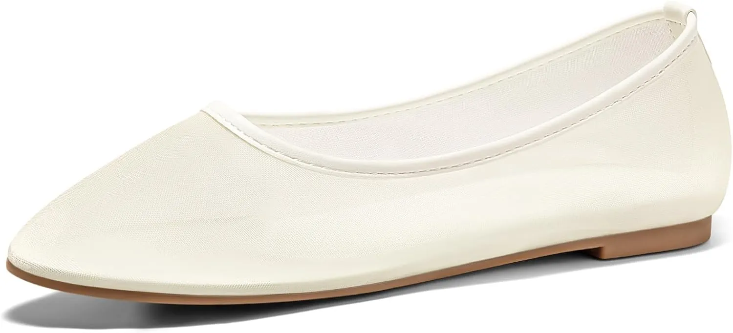 Coutgo Womens Mesh Ballet Flats Slip on Ballerina Flats Comfortable Casual Work Dress Shoes