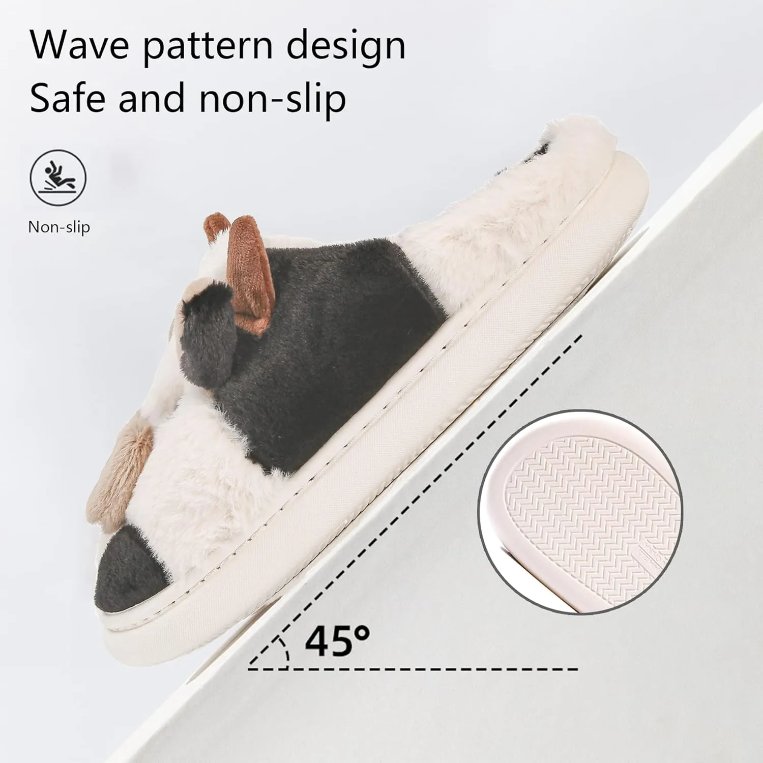 COVS Cow Slippers for Women/Men， Cute Cozy Cartoon Cow Fluffy Slippers Indoor Outdoor Fuzzy Slippers In Winter