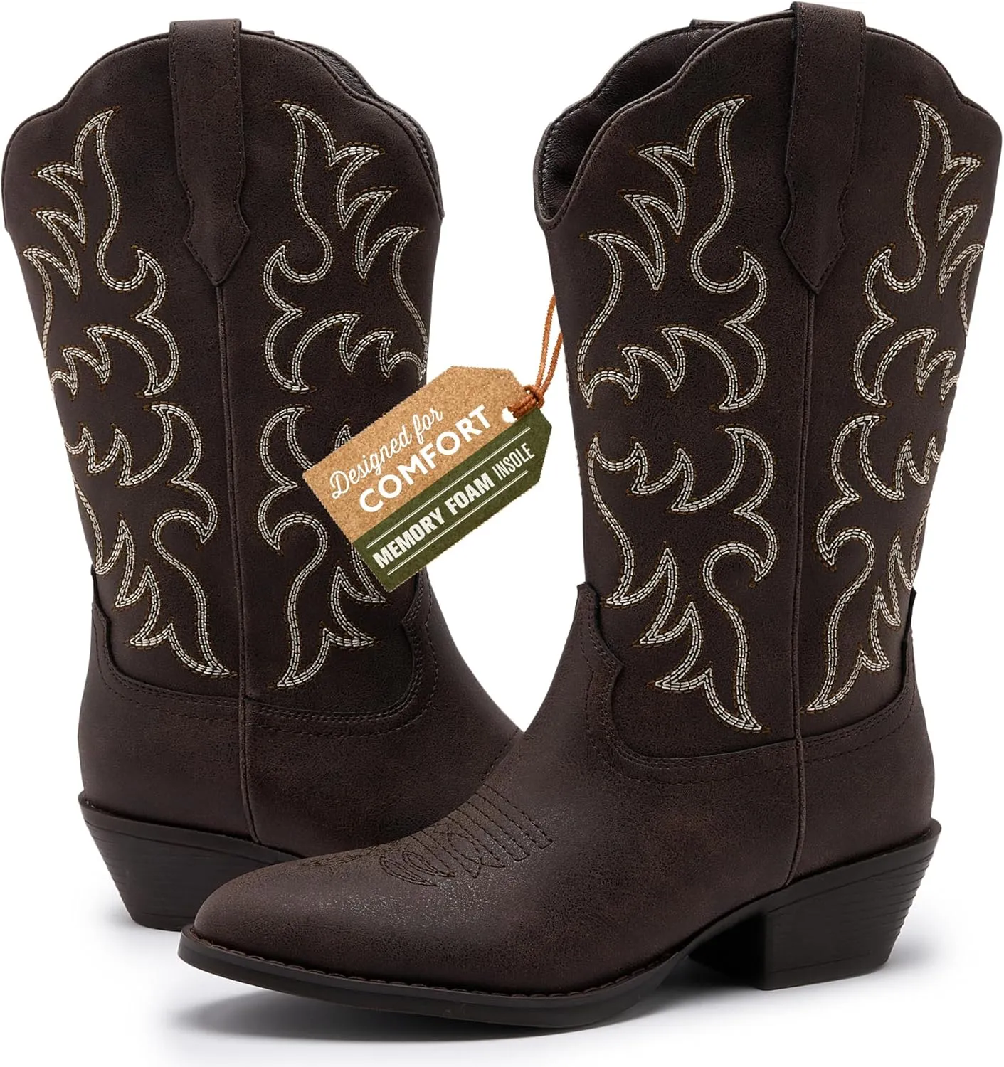 Cowboy Boots for Women - Classic Embroidery Traditional Style Cowgirl Boots, Comfortable Western Boots