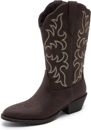 Cowboy Boots for Women - Classic Embroidery Traditional Style Cowgirl Boots, Comfortable Western Boots