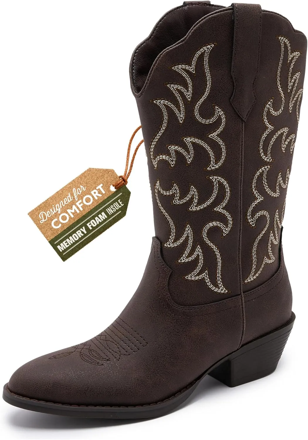 Cowboy Boots for Women - Classic Embroidery Traditional Style Cowgirl Boots, Comfortable Western Boots
