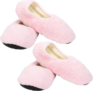 Crescent Sock Company 720073 Sorbet Berry Pink Fluffy Polyester Blend Women's Slipper Sock for Warmth and Lounging at Home Pack of 2, Large