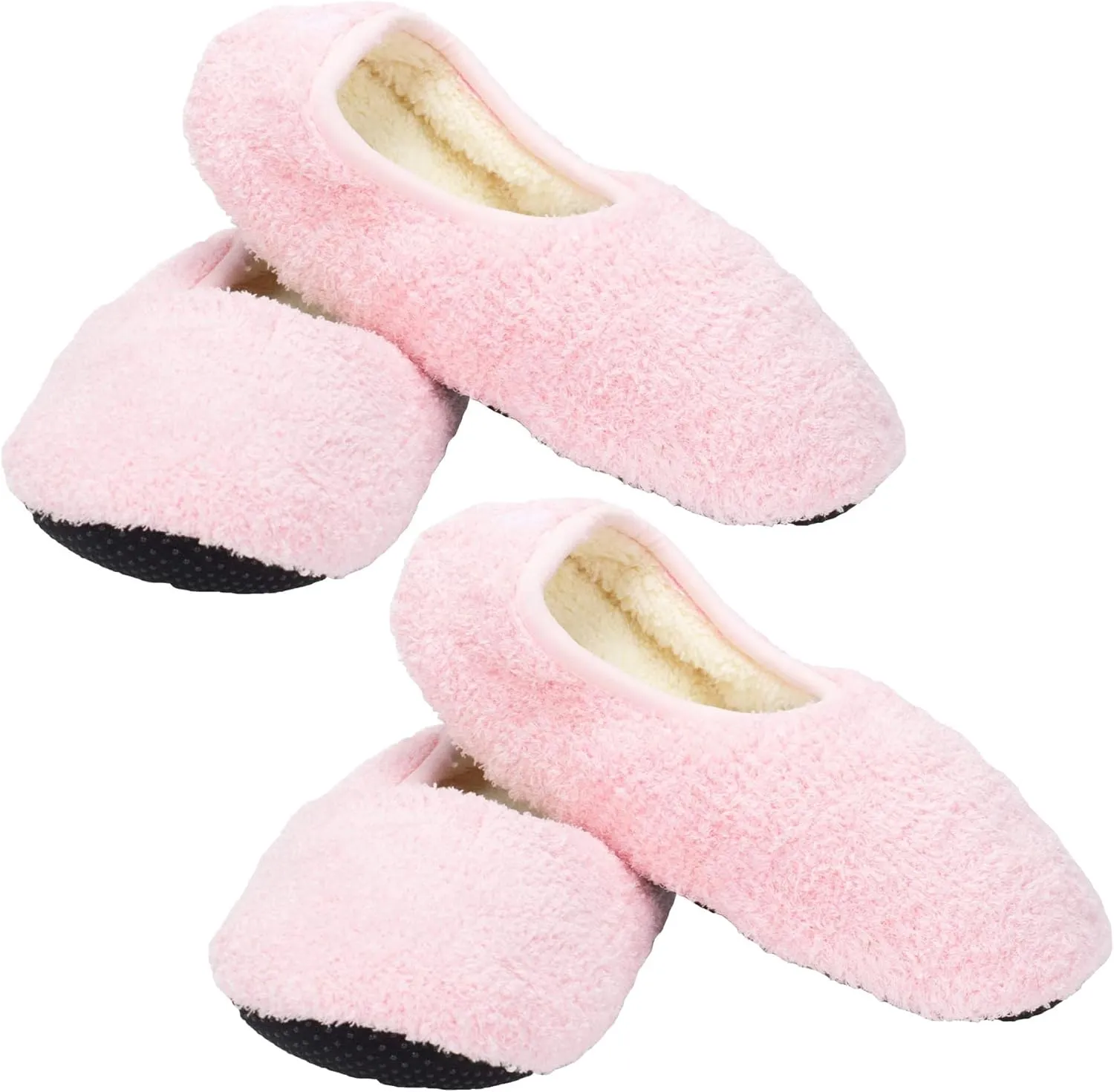 Crescent Sock Company 720073 Sorbet Berry Pink Fluffy Polyester Blend Women's Slipper Sock for Warmth and Lounging at Home Pack of 2, Large