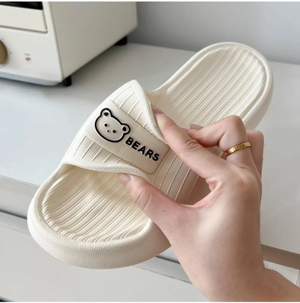 Cute Bear Slippers for Women Summer Feeling Soft Platform Non-Slip Sandals Antislip Indoor Outdoor Slippers Kawaii Gifts for Women Men