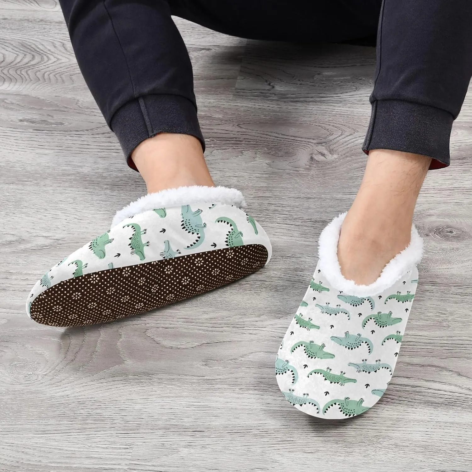 Cute Crocodiles House Slippers for Women Men Slipper Socks Lightweight House Shoes for Home Travel