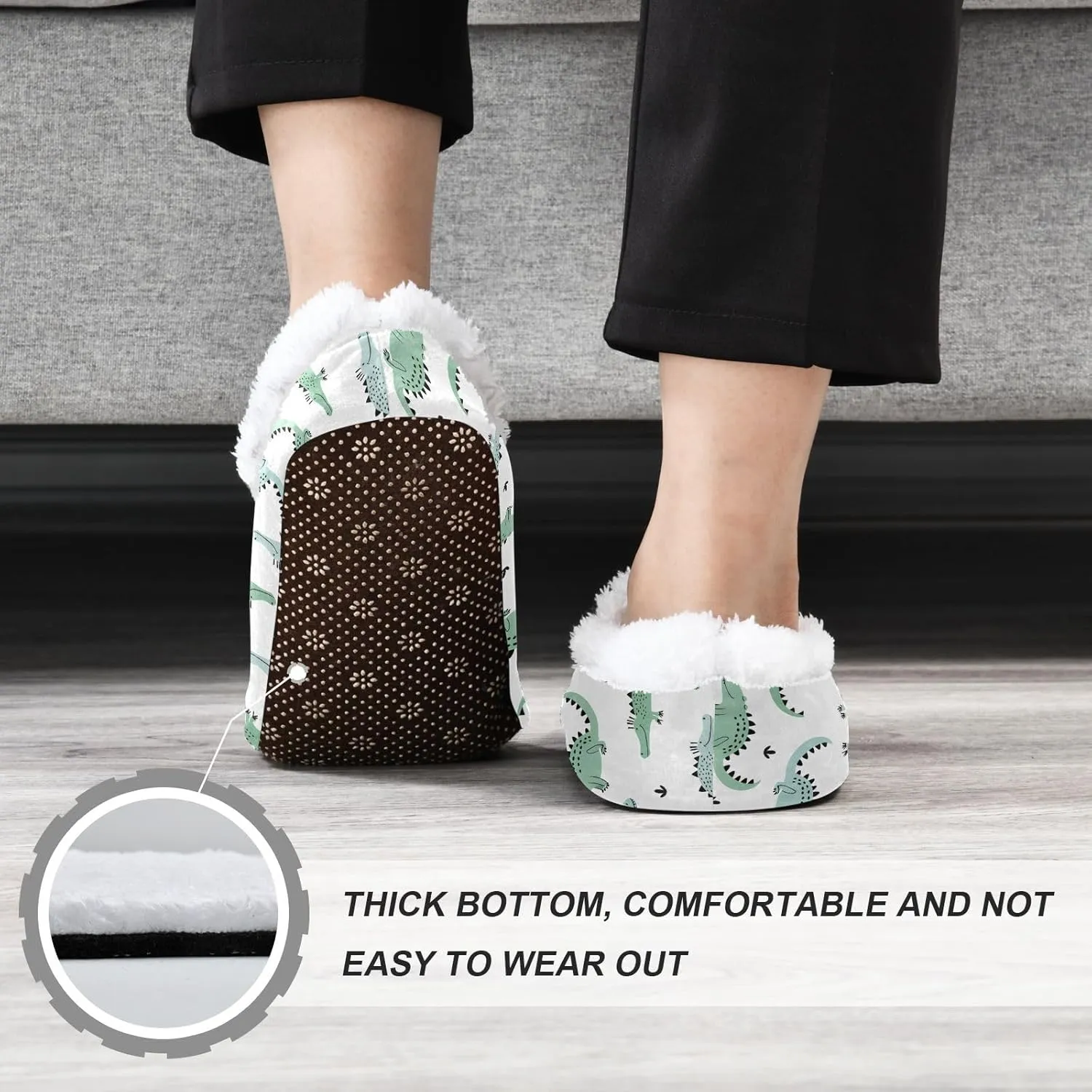 Cute Crocodiles House Slippers for Women Men Slipper Socks Lightweight House Shoes for Home Travel