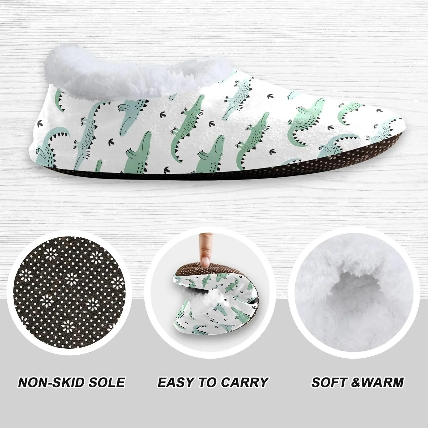Cute Crocodiles House Slippers for Women Men Slipper Socks Lightweight House Shoes for Home Travel