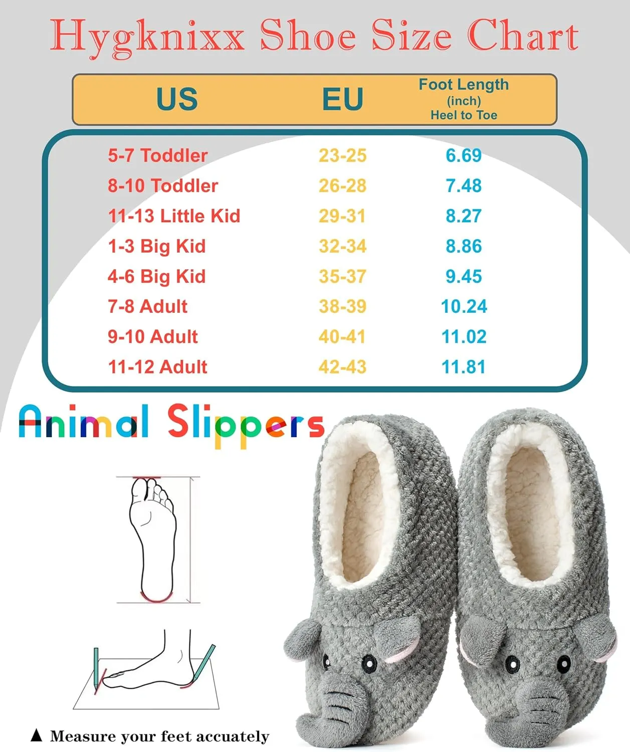 Cute Slippers for Women & Kids, Fuzzy Animal Slipper Socks with Non-slip Soles, Unique Funny Gifts