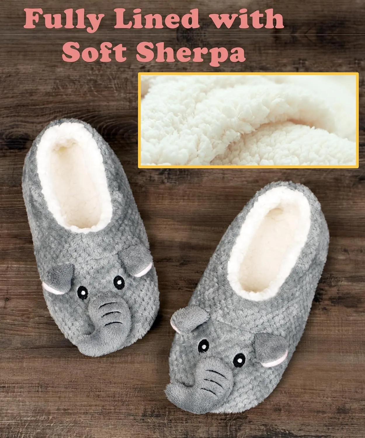Cute Slippers for Women & Kids, Fuzzy Animal Slipper Socks with Non-slip Soles, Unique Funny Gifts