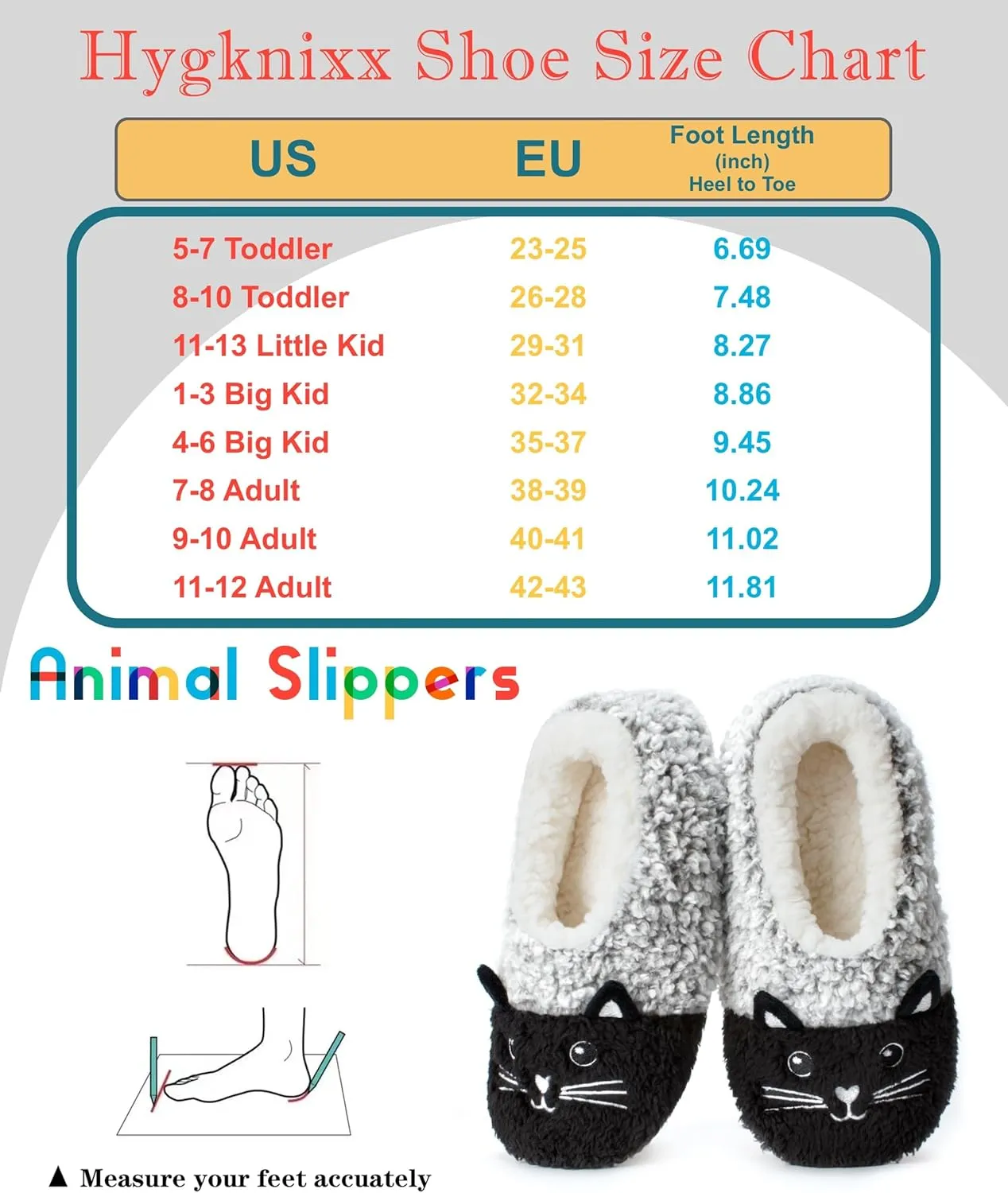 Cute Slippers for Women & Kids, Fuzzy Animal Slipper Socks with Non-slip Soles, Unique Funny Gifts
