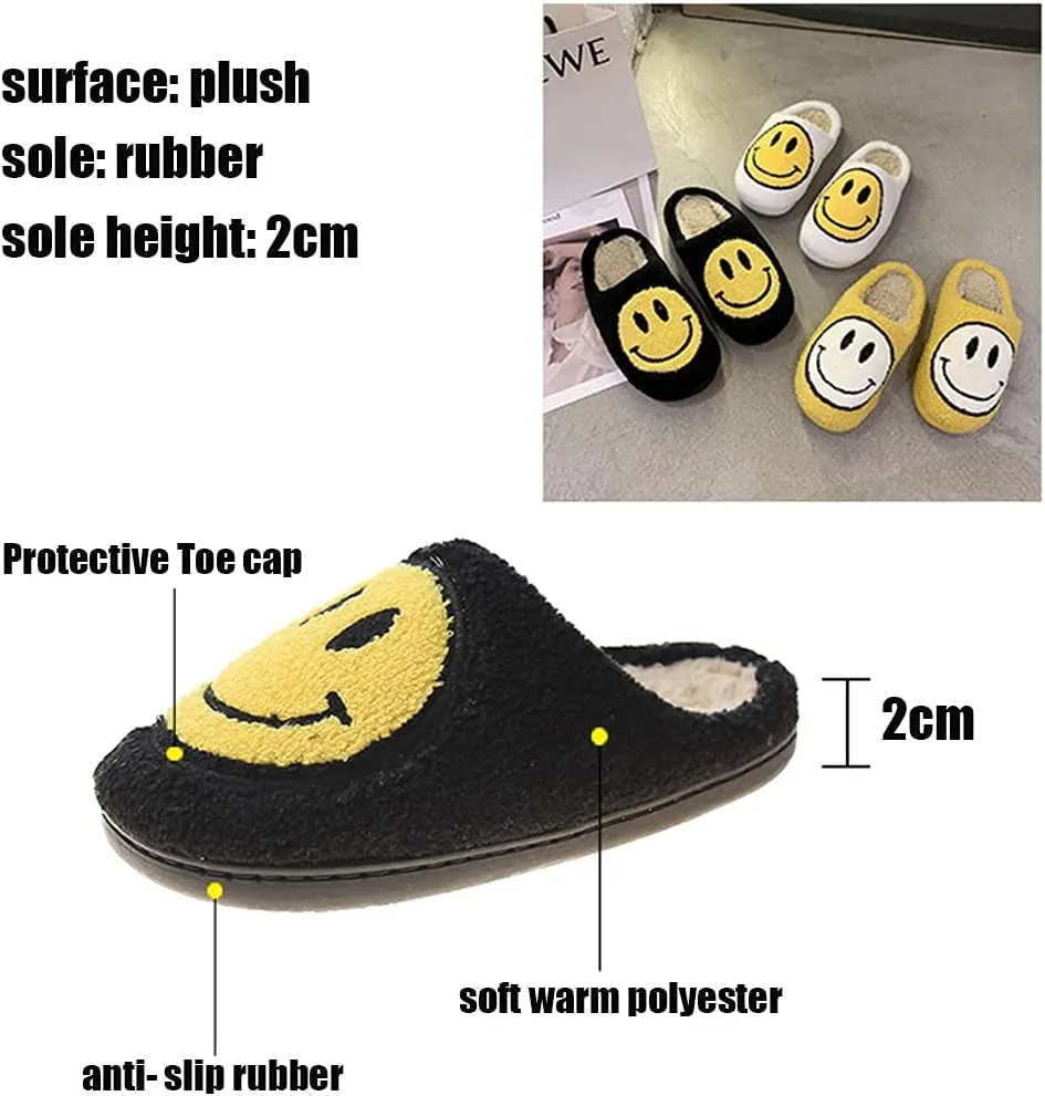 Cute Smile Face Plush Slipper Warm Winter Fleece Home Slip-on Shoes for Family Members