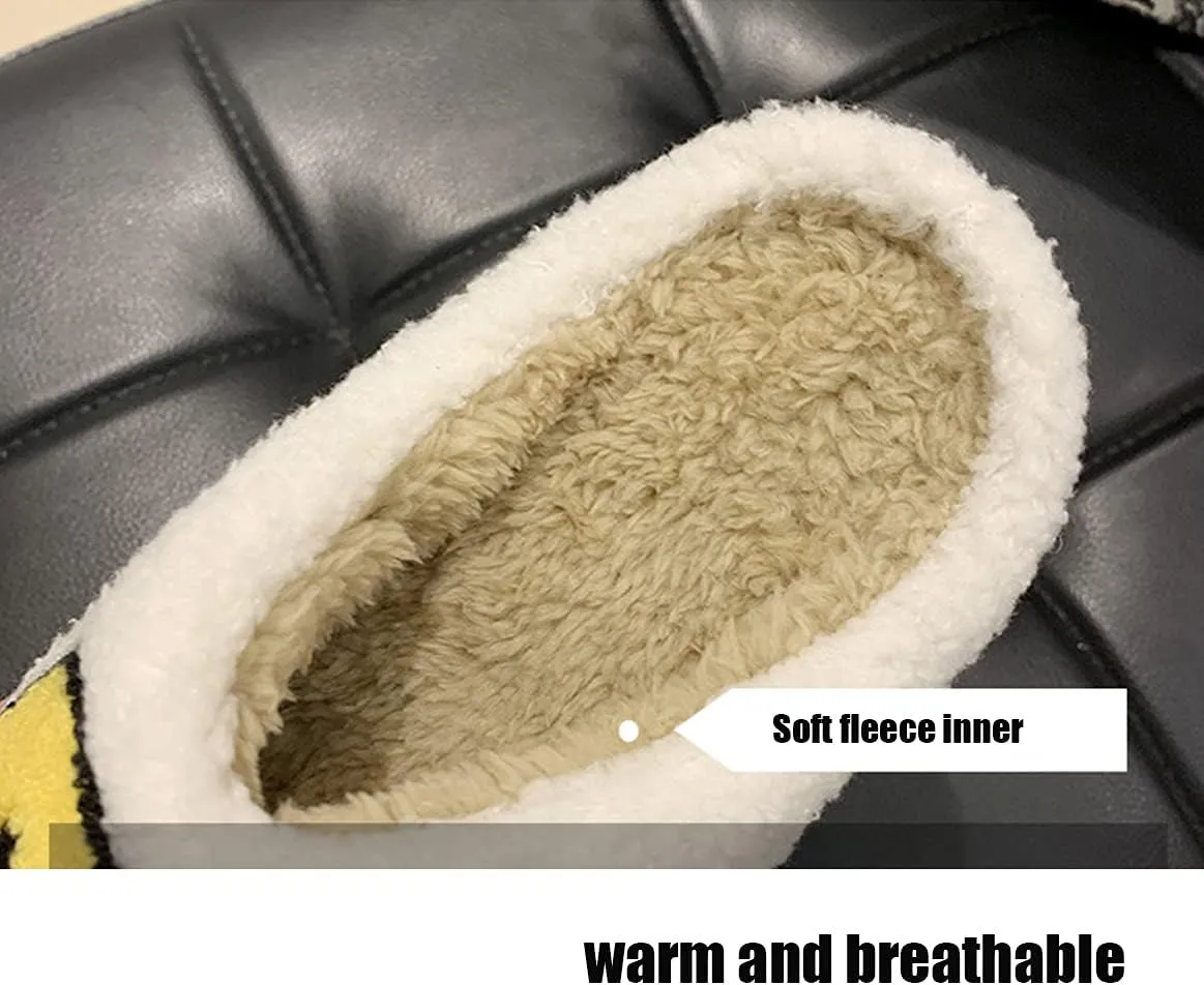 Cute Smile Face Plush Slipper Warm Winter Fleece Home Slip-on Shoes for Family Members