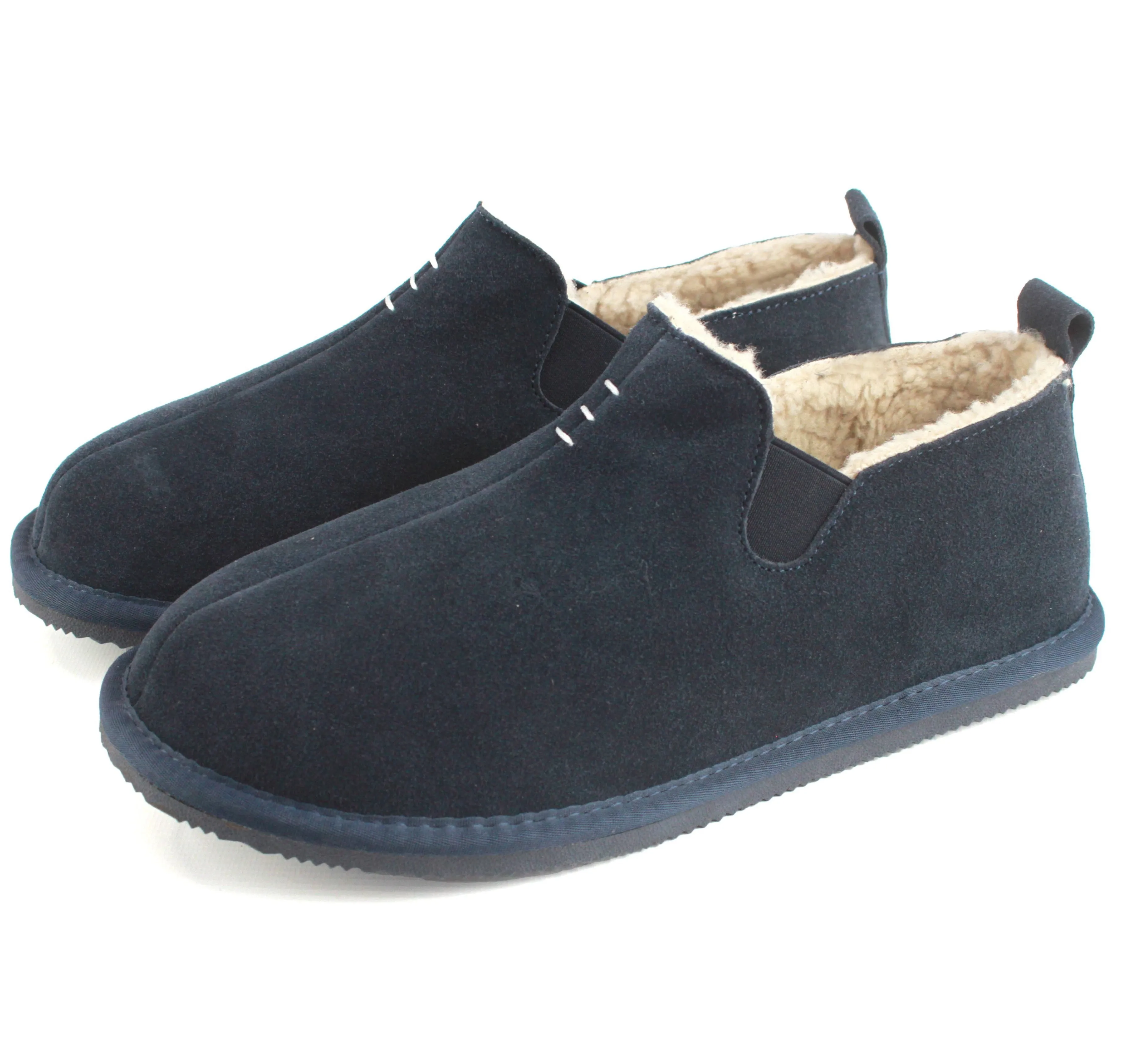 David Men's Berber Fleece Hard Sole Slipper Boot