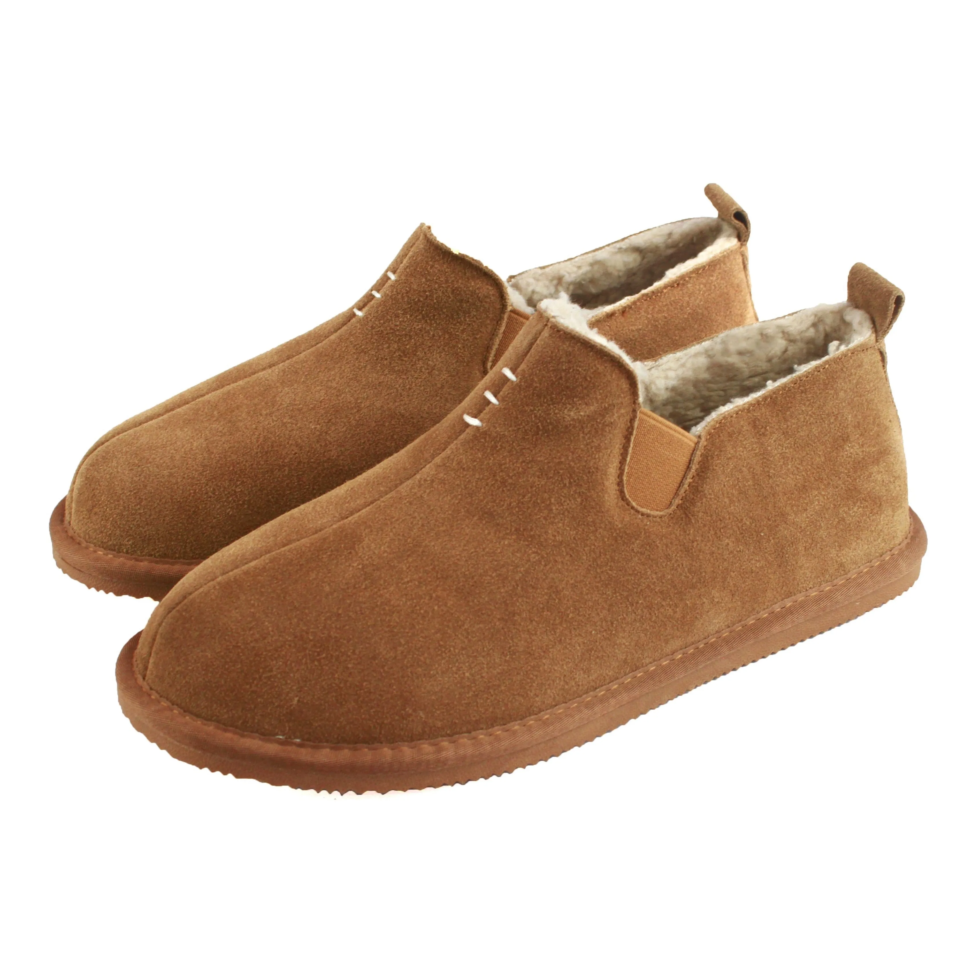 David Men's Berber Fleece Hard Sole Slipper Boot