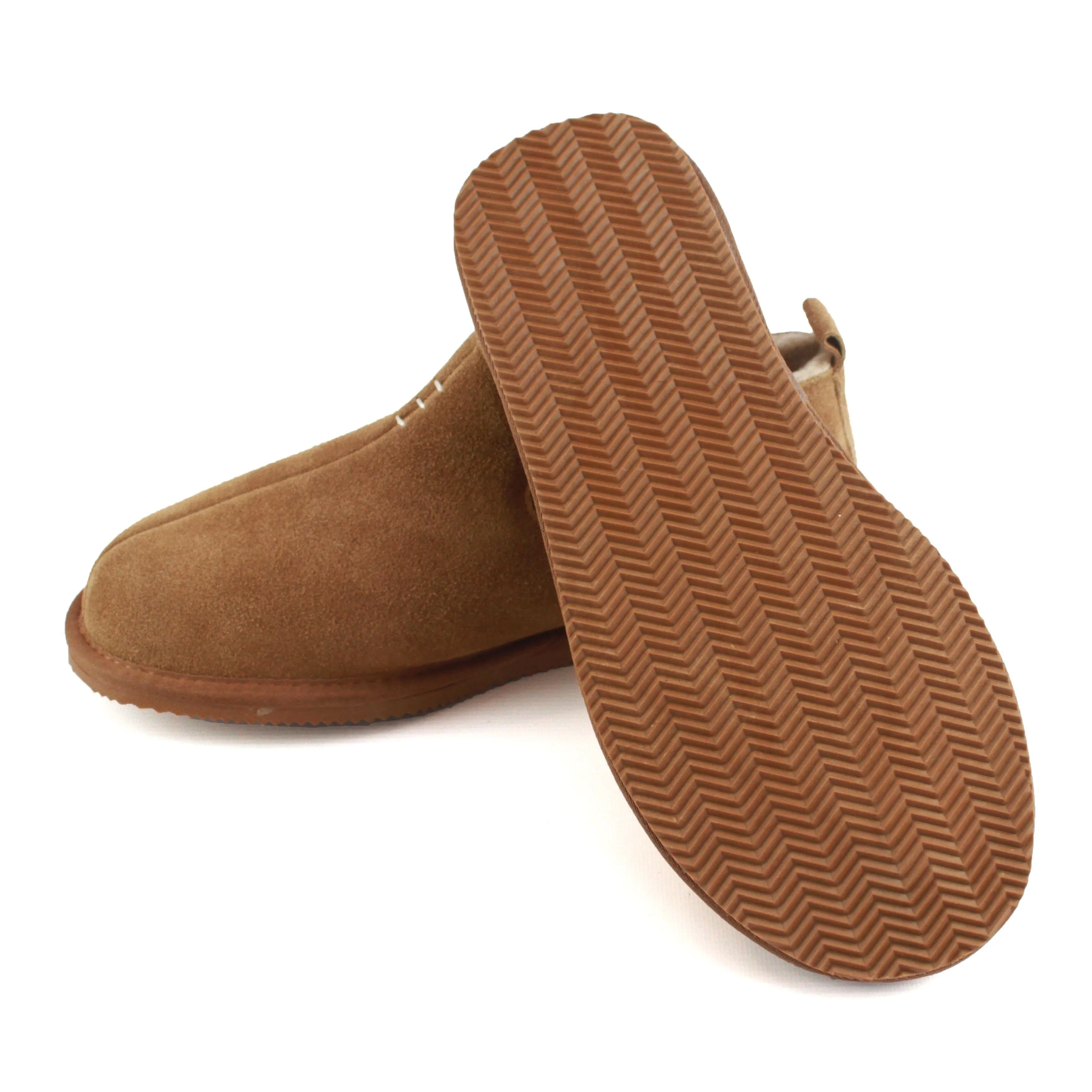 David Men's Berber Fleece Hard Sole Slipper Boot