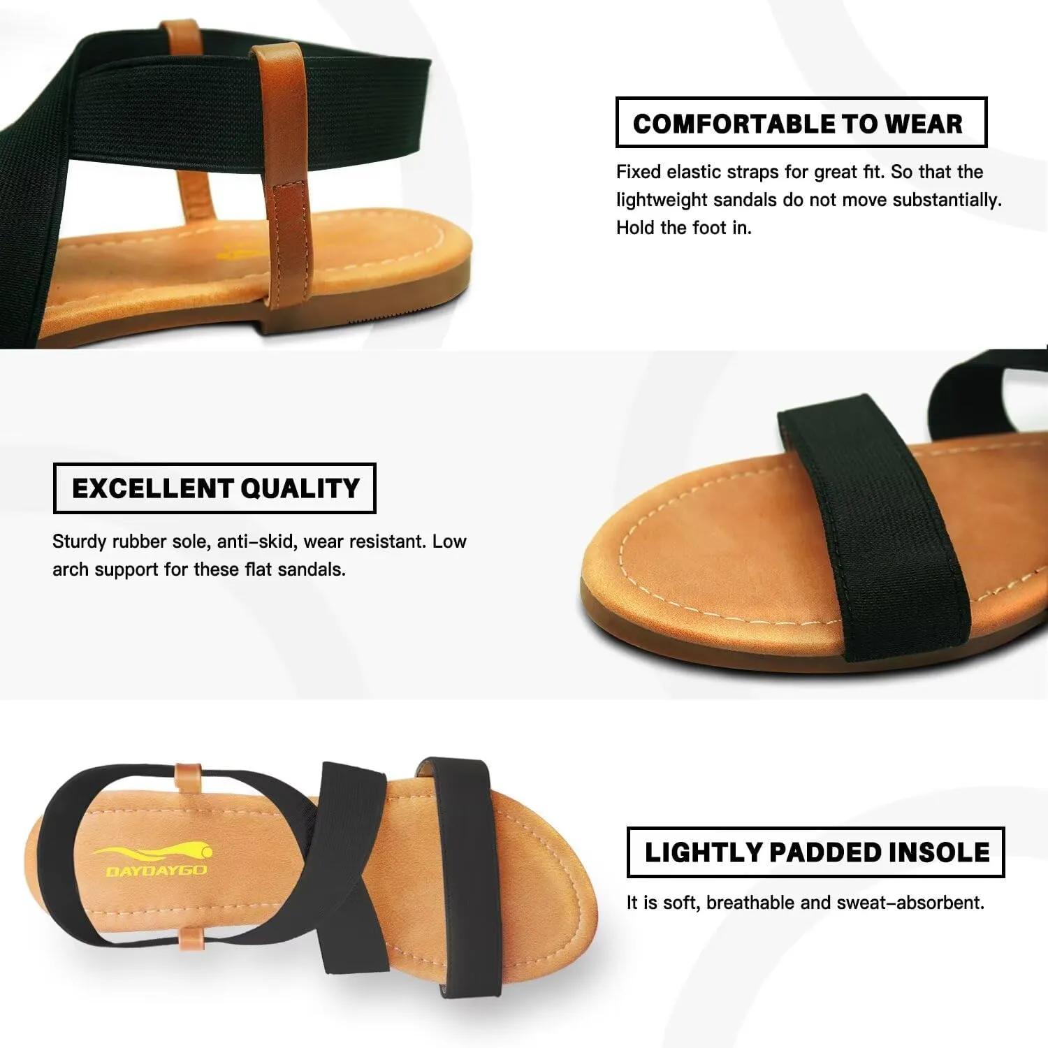 DAYDAYGO Women's Elastic Flat Sandals