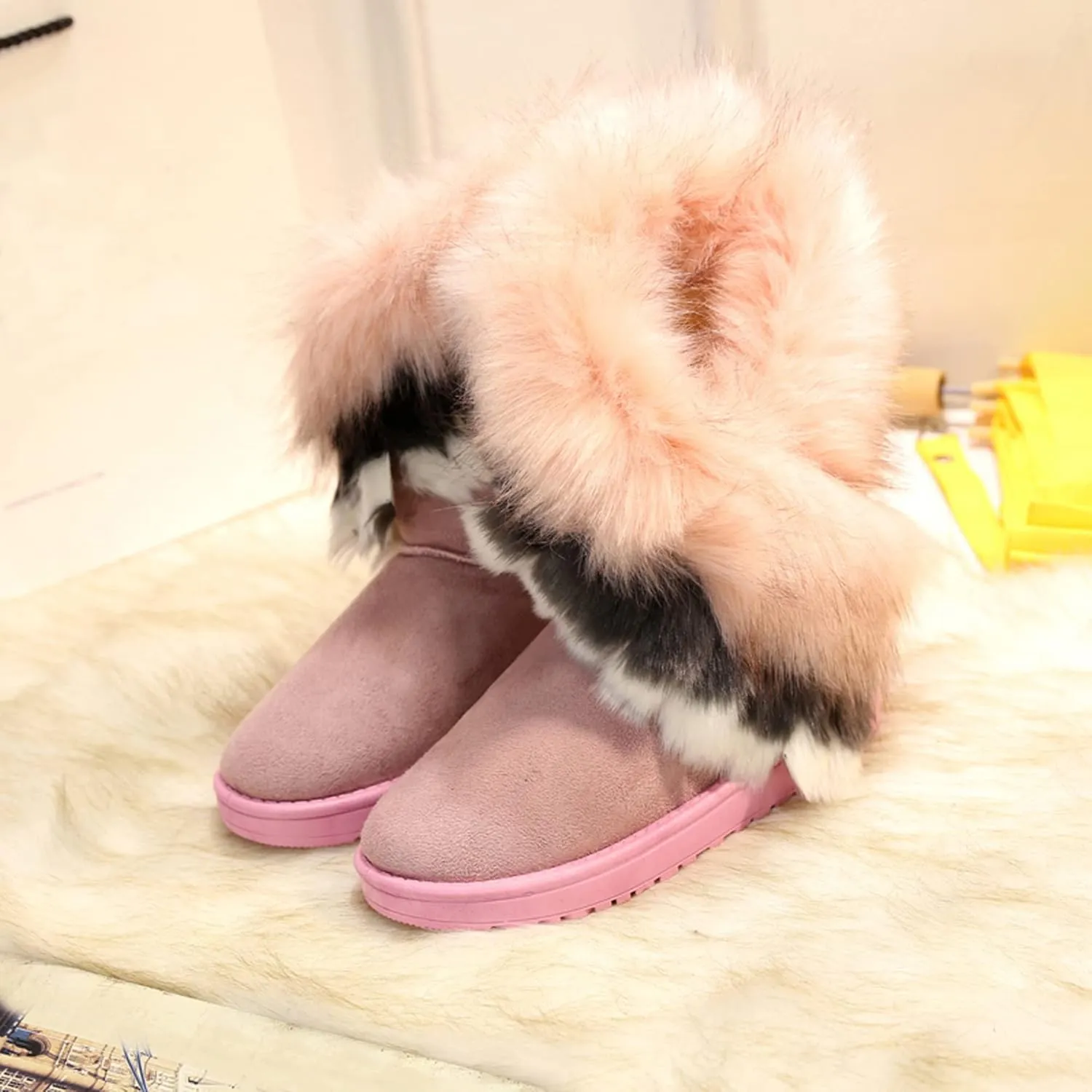 Dear Time Women's Warm Winter Snow Boots Wide Mid Calf Fashion Casual Ankle Booties Outdoor Anti-Slip Platform Boots Shoes for Girls