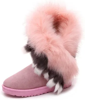 Dear Time Women's Warm Winter Snow Boots Wide Mid Calf Fashion Casual Ankle Booties Outdoor Anti-Slip Platform Boots Shoes for Girls
