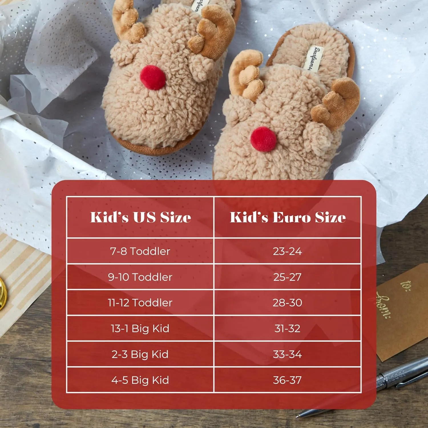 Dearfoams unisex-child Matching Family Holiday Christmas Reindeer & Turkey Scuff