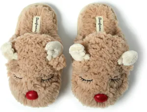 Dearfoams unisex-child Matching Family Holiday Christmas Reindeer & Turkey Scuff