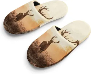 Deer Wilderness Nature Countryside Pattern Child Warm Slippers, Cozy Anti Slip Lightweight for Boys Girlsautumn And Winter Shoes