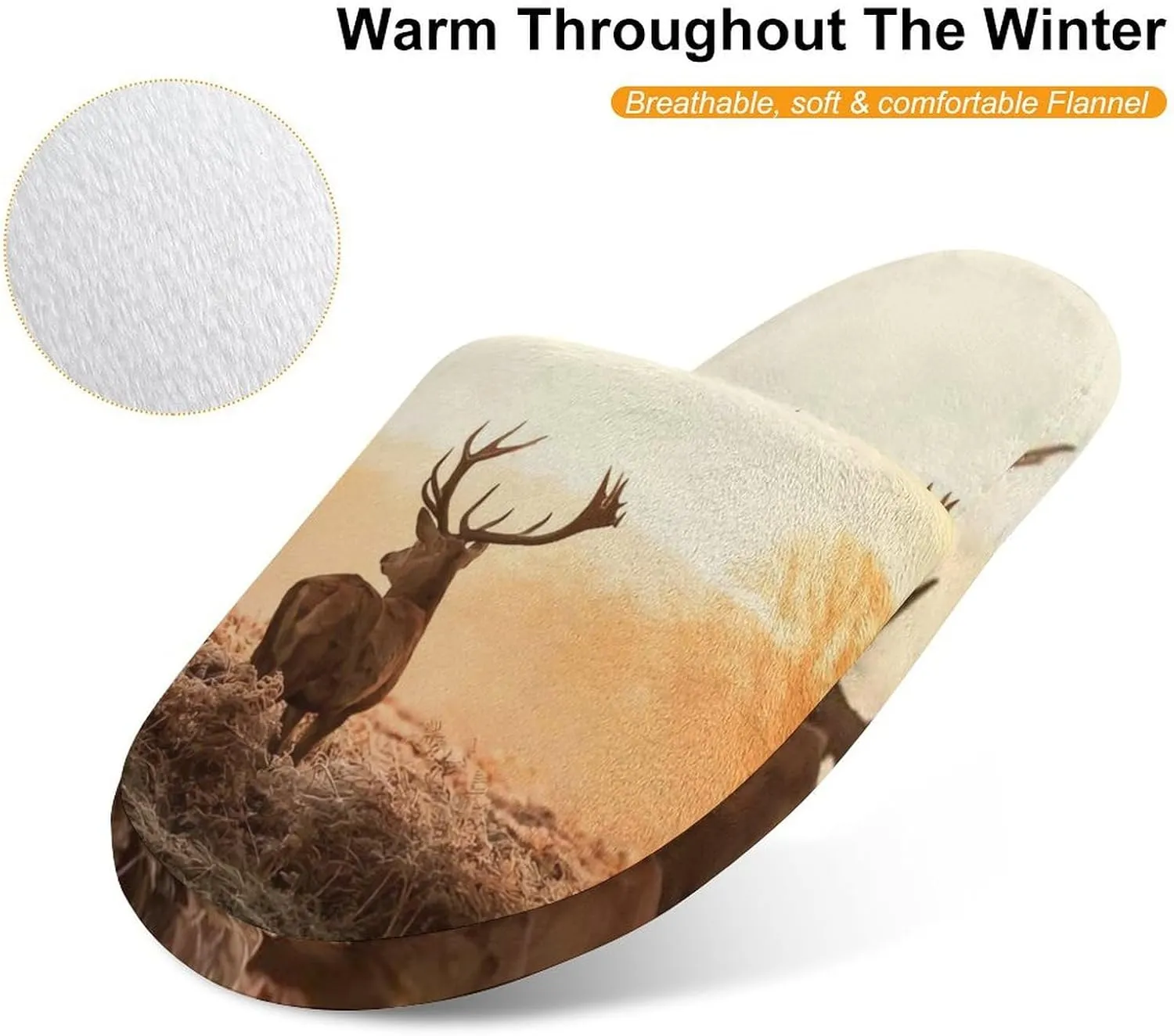 Deer Wilderness Nature Countryside Pattern Child Warm Slippers, Cozy Anti Slip Lightweight for Boys Girlsautumn And Winter Shoes