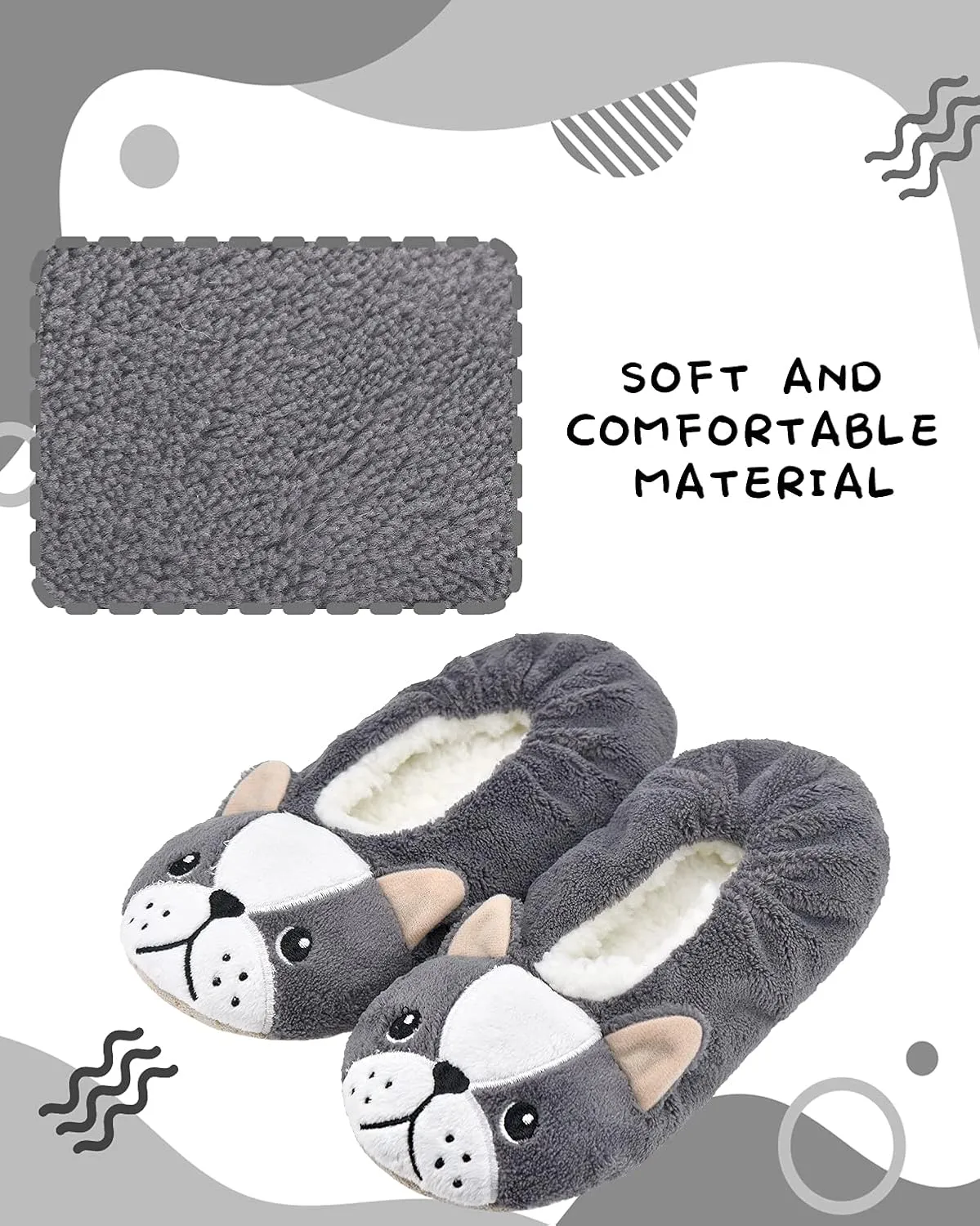 DICUIRD Kid's Animal Slipper Socks, Cartoon Cozy Fleece Indoor Kids Slipper, Fluzzy Warm Bedroom Shoes