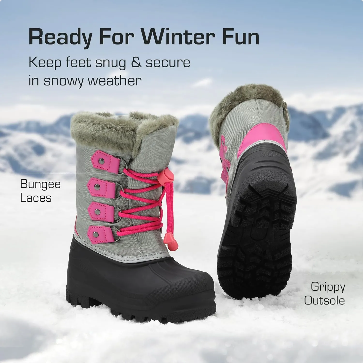DREAM PAIRS Boys & Girls Waterproof Winter Snow Boots for Little Kid/Big Kid
