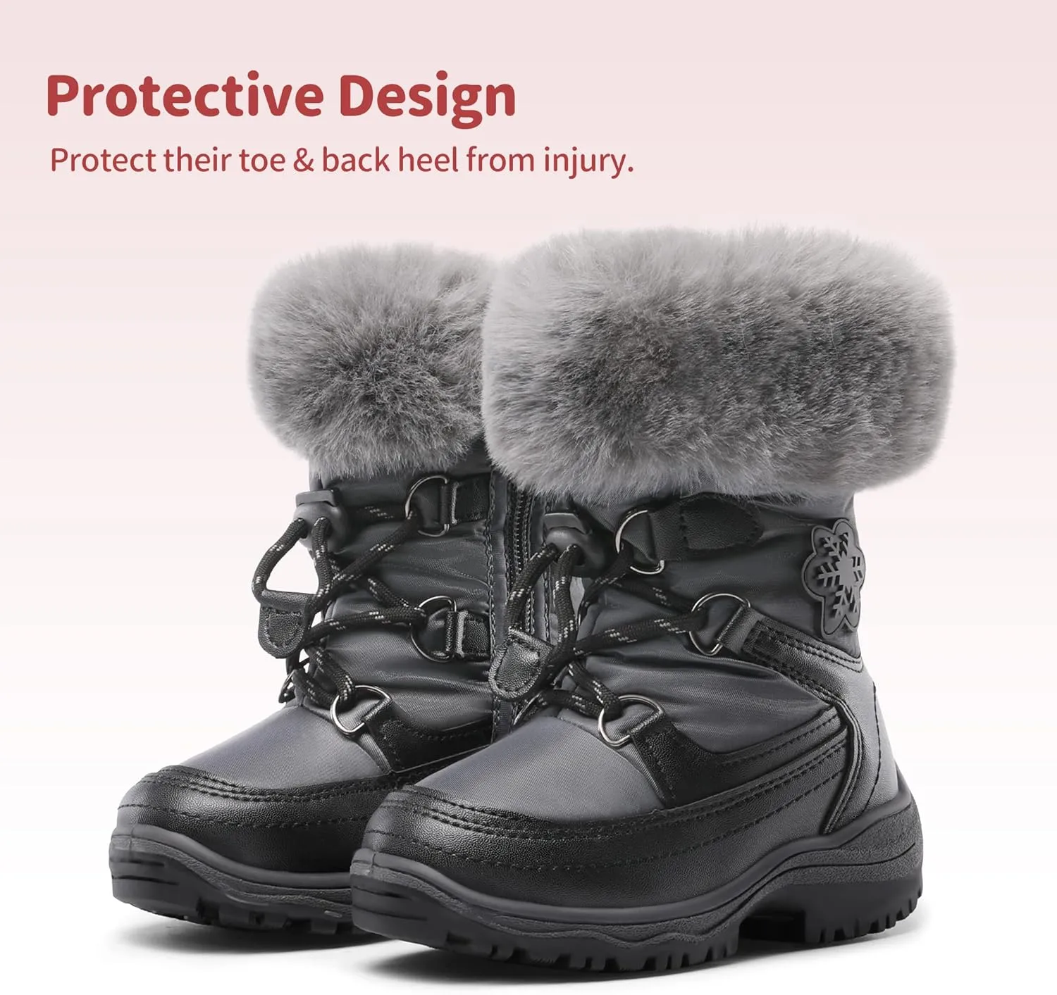 DREAM PAIRS Girls Toddler Snow Boots Slip Resistant Faux Fur Lined Mid Calf Little Kids Winter Shoes