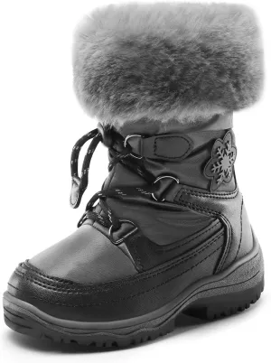 DREAM PAIRS Girls Toddler Snow Boots Slip Resistant Faux Fur Lined Mid Calf Little Kids Winter Shoes