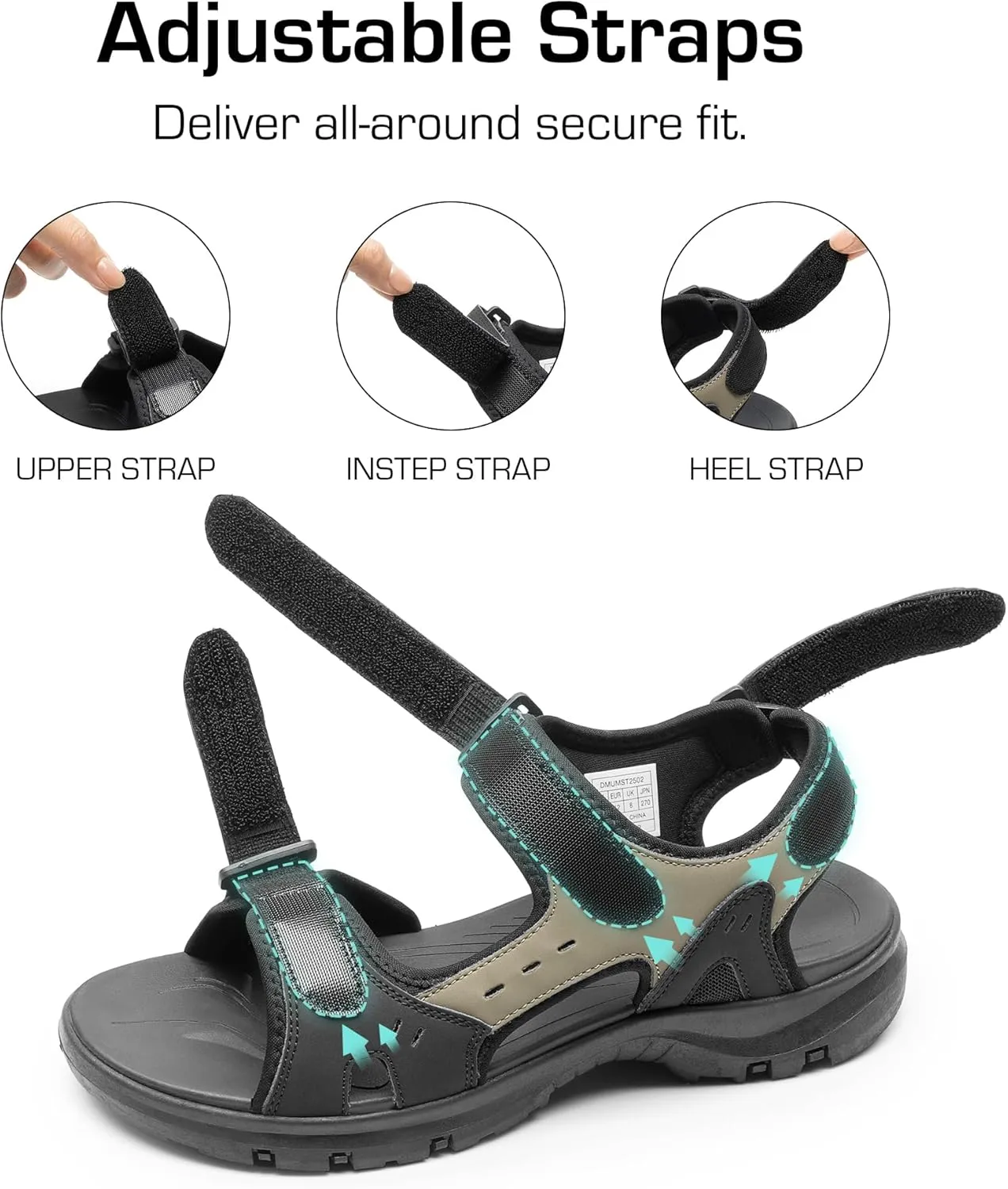 DREAM PAIRS Men’s Arch Support Hiking Sandals Sport Outdoor Athletic Comfortable Summer Beach Water Sandals