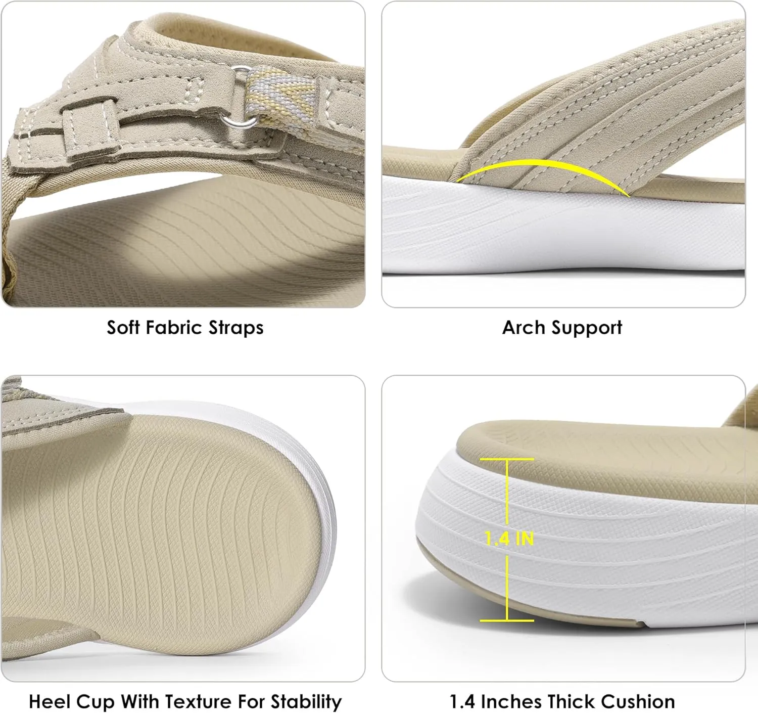 DREAM PAIRS Women's Arch Support Flip Flops Comfortable Thong Sandals
