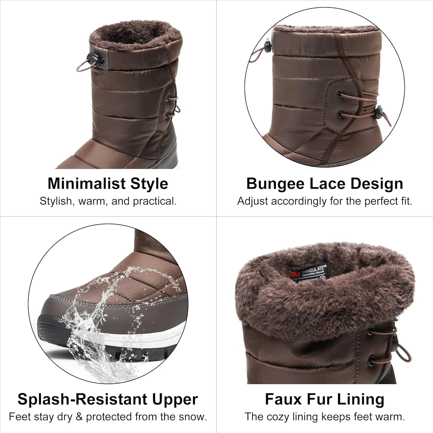 DREAM PAIRS Women's Winter Snow Boots Waterproof Lightweight Warm Fashion Janara Mid Calf Boot