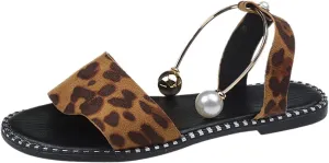 Dressy Flat Sandals for Women Peep toe Falt Pearl One Strap Slingback Flat Sandals for Women Summer