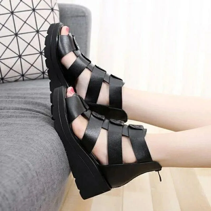 Duberess Women's Casual Comfort Real Leather Wedged Sandals Ladies Summer Shoes