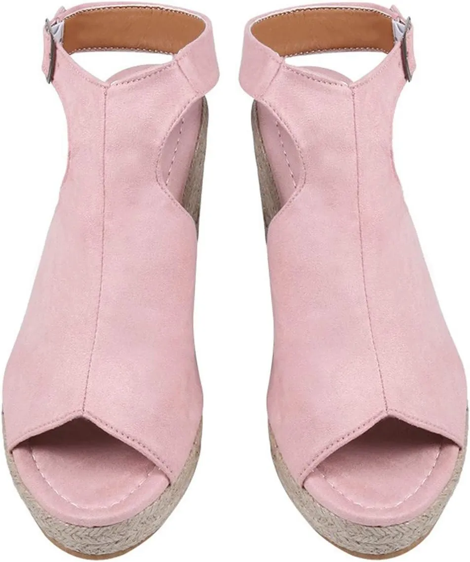 Eduavar Sandals for Women 2023, Orthopedic Sandals for Women Open Toe Ankle Strap Wedge Sandals Summer Dress Shoes