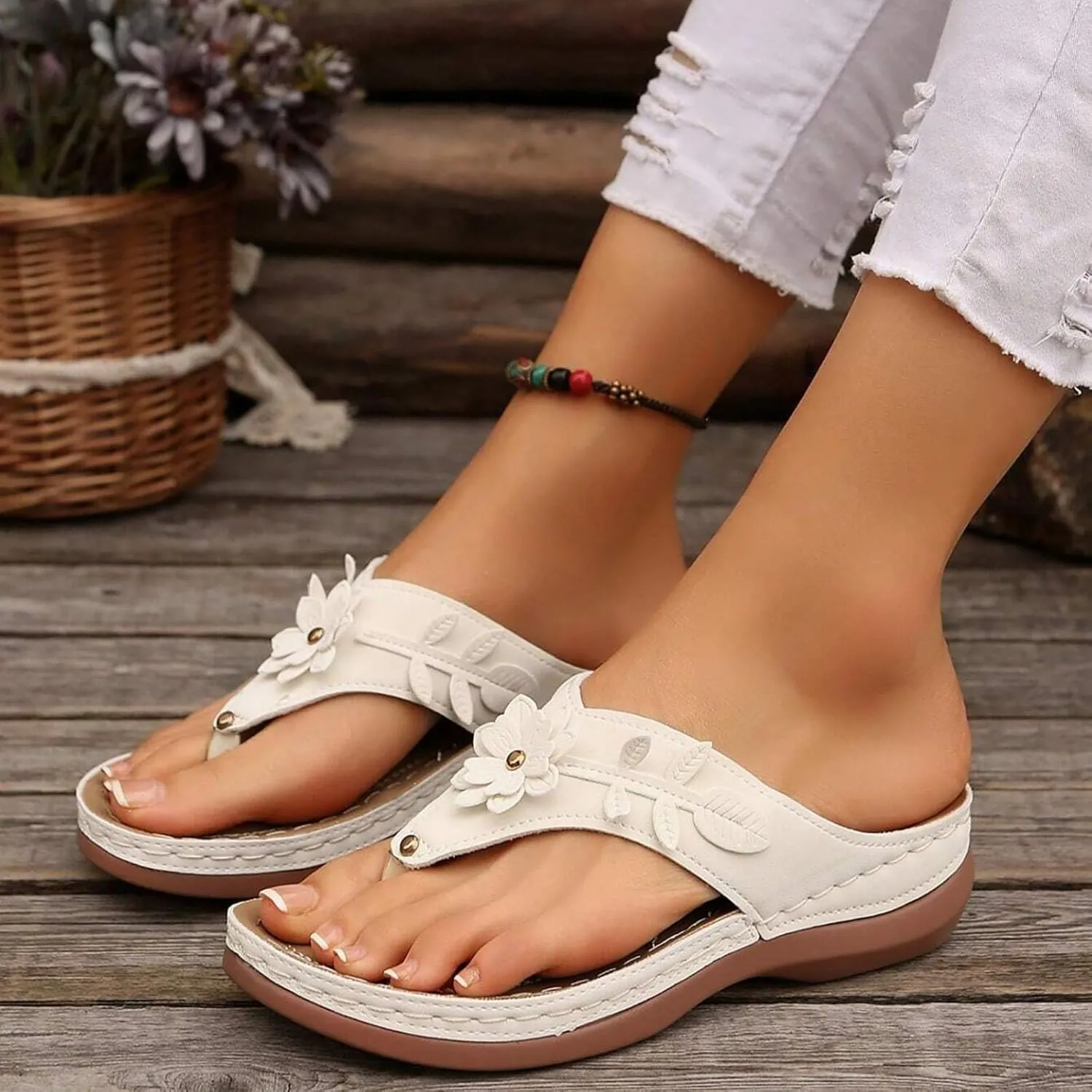 Eduavar Wedge Sandals for Women, Wedge Sandals for Women Comfy Platform Sandals Open Toe Slippers Treavl Sandals