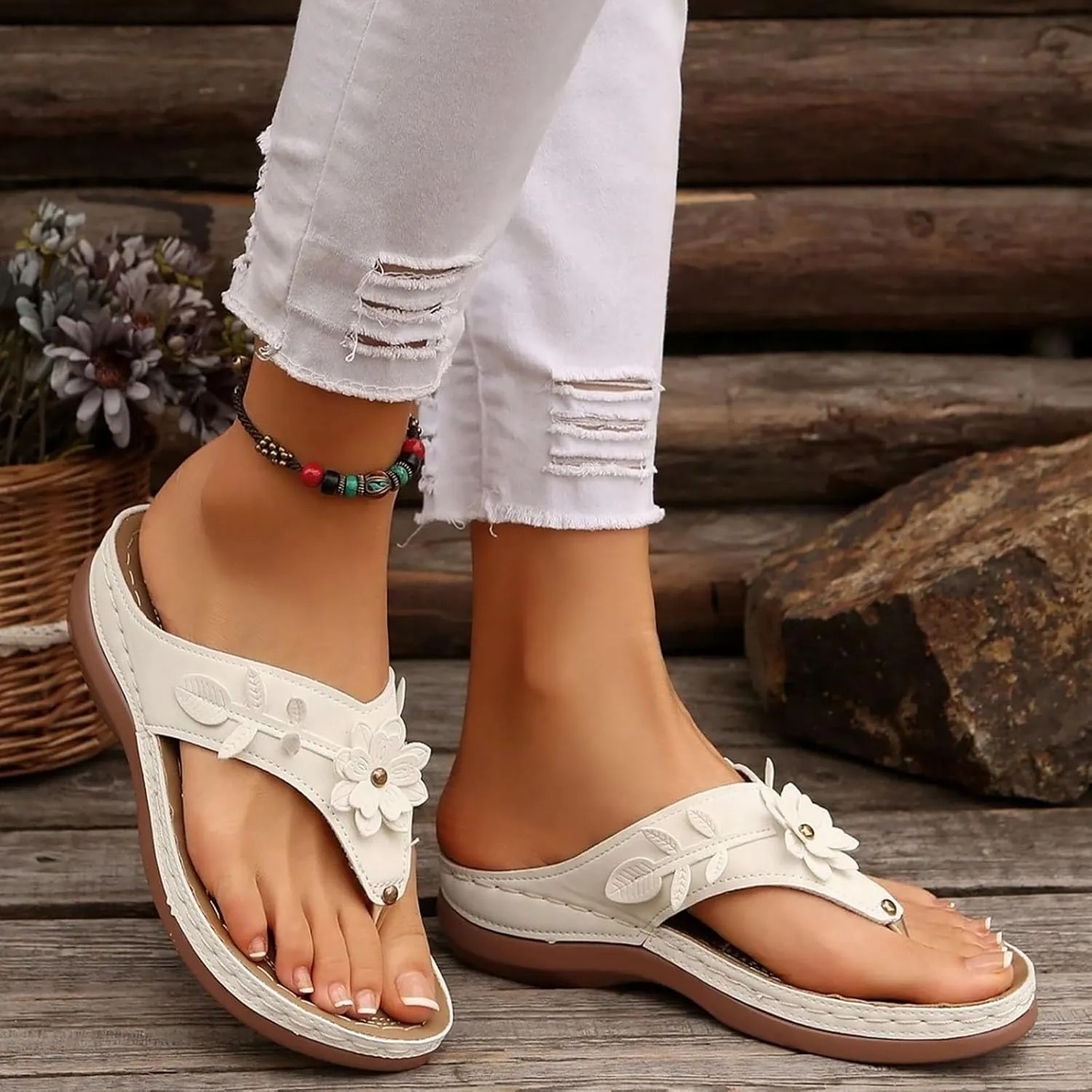 Eduavar Wedge Sandals for Women, Wedge Sandals for Women Comfy Platform Sandals Open Toe Slippers Treavl Sandals