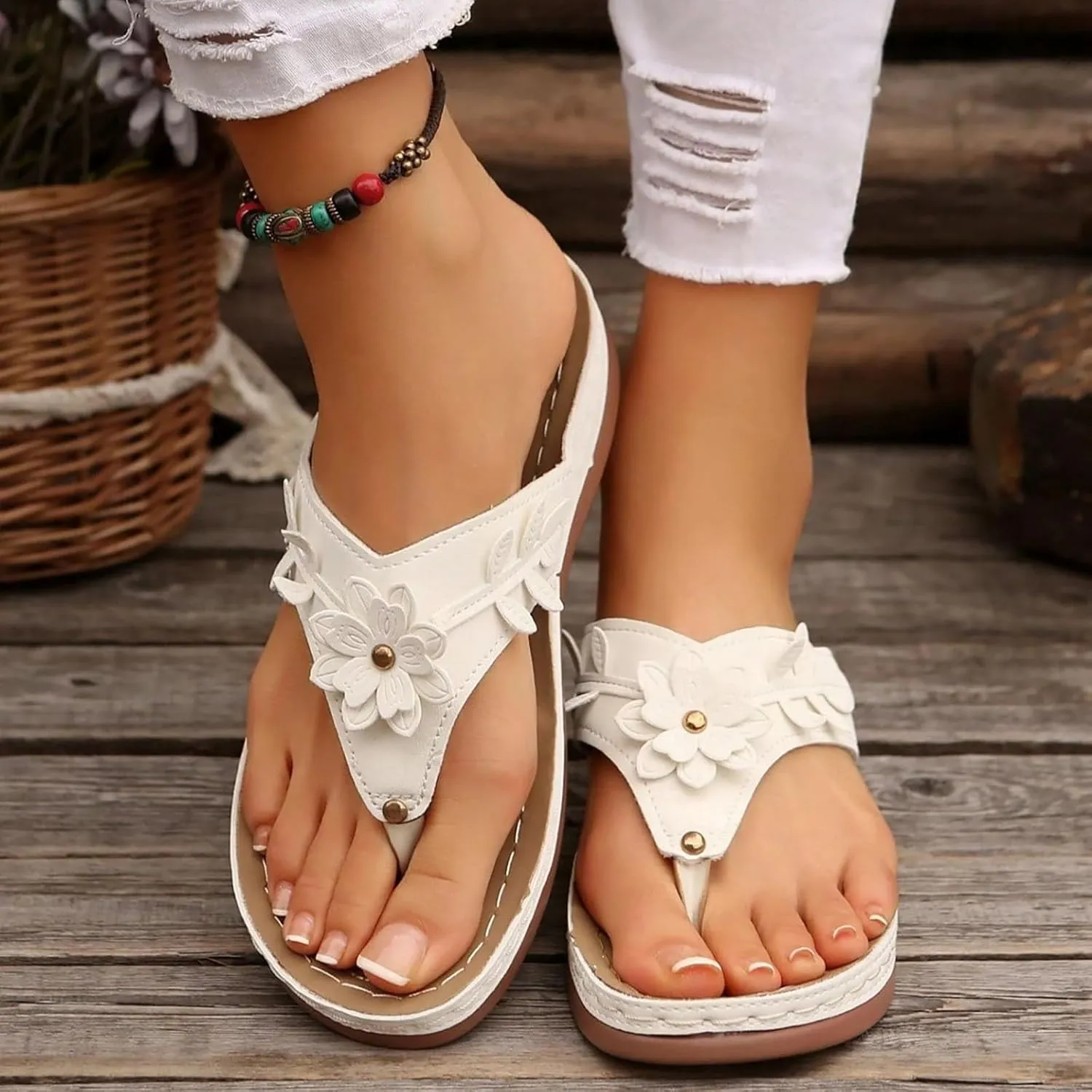 Eduavar Wedge Sandals for Women, Wedge Sandals for Women Comfy Platform Sandals Open Toe Slippers Treavl Sandals