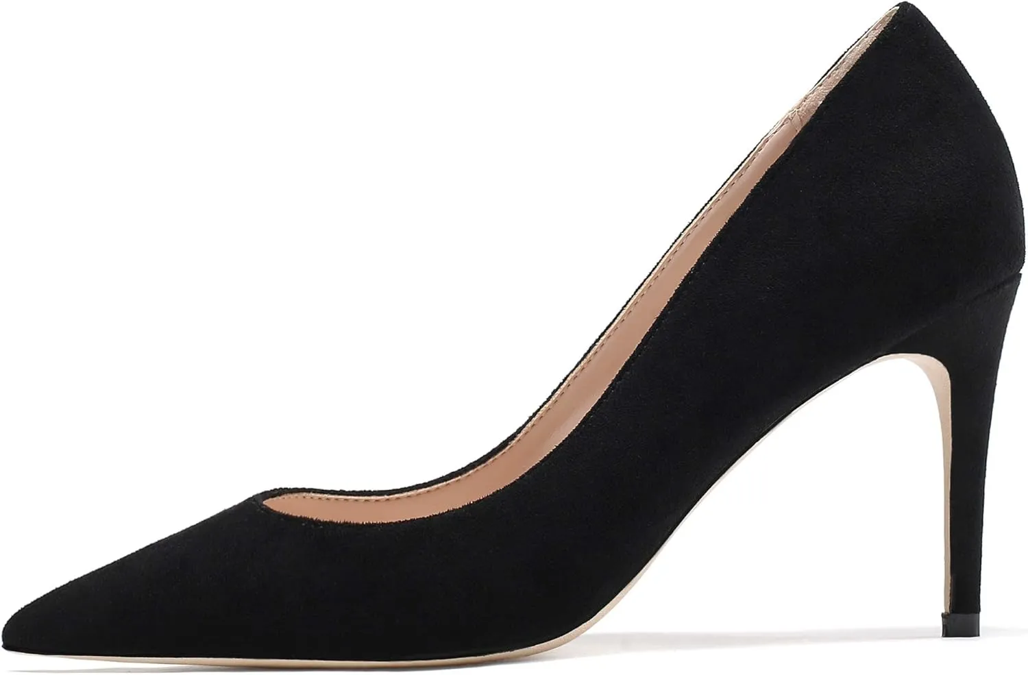 Eldof Women's High Heel Pumps Pointed Toe Suede Heels Slip on Comfort Pumps3.2 Inches for Dress Party Office