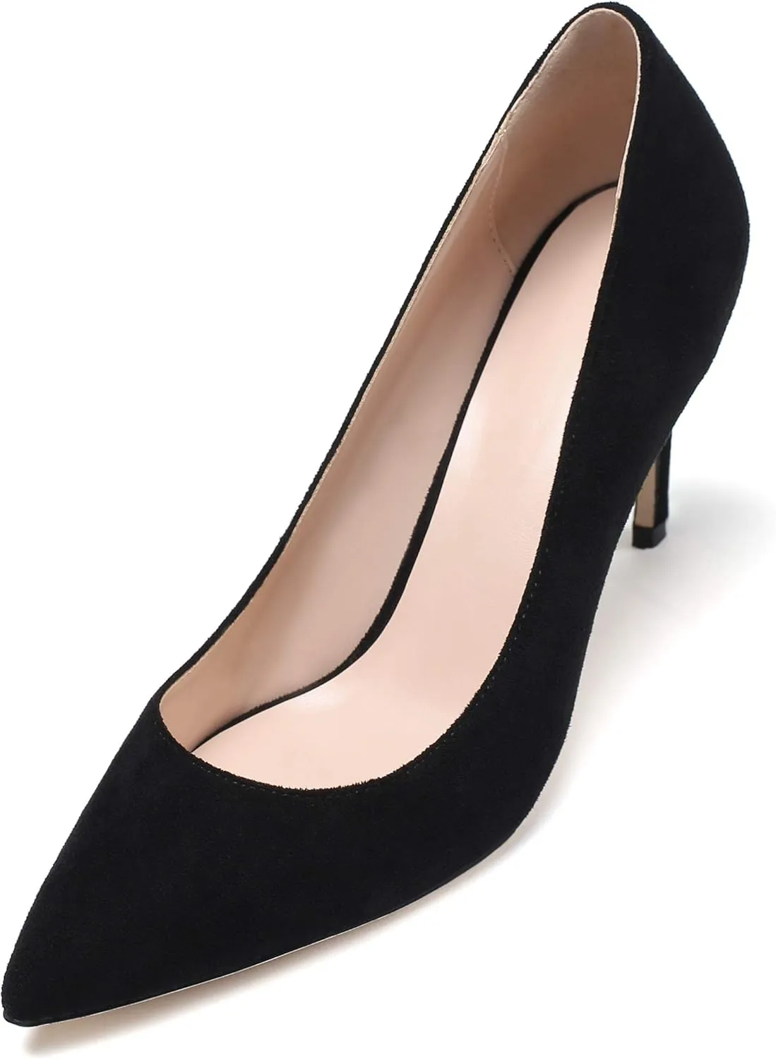Eldof Women's High Heel Pumps Pointed Toe Suede Heels Slip on Comfort Pumps3.2 Inches for Dress Party Office